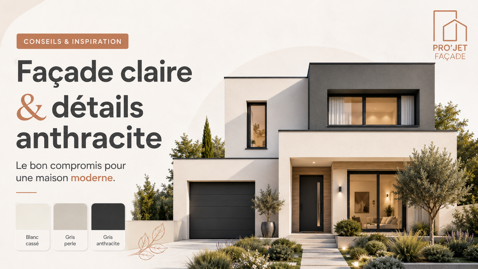 Façade claire avec accents foncés