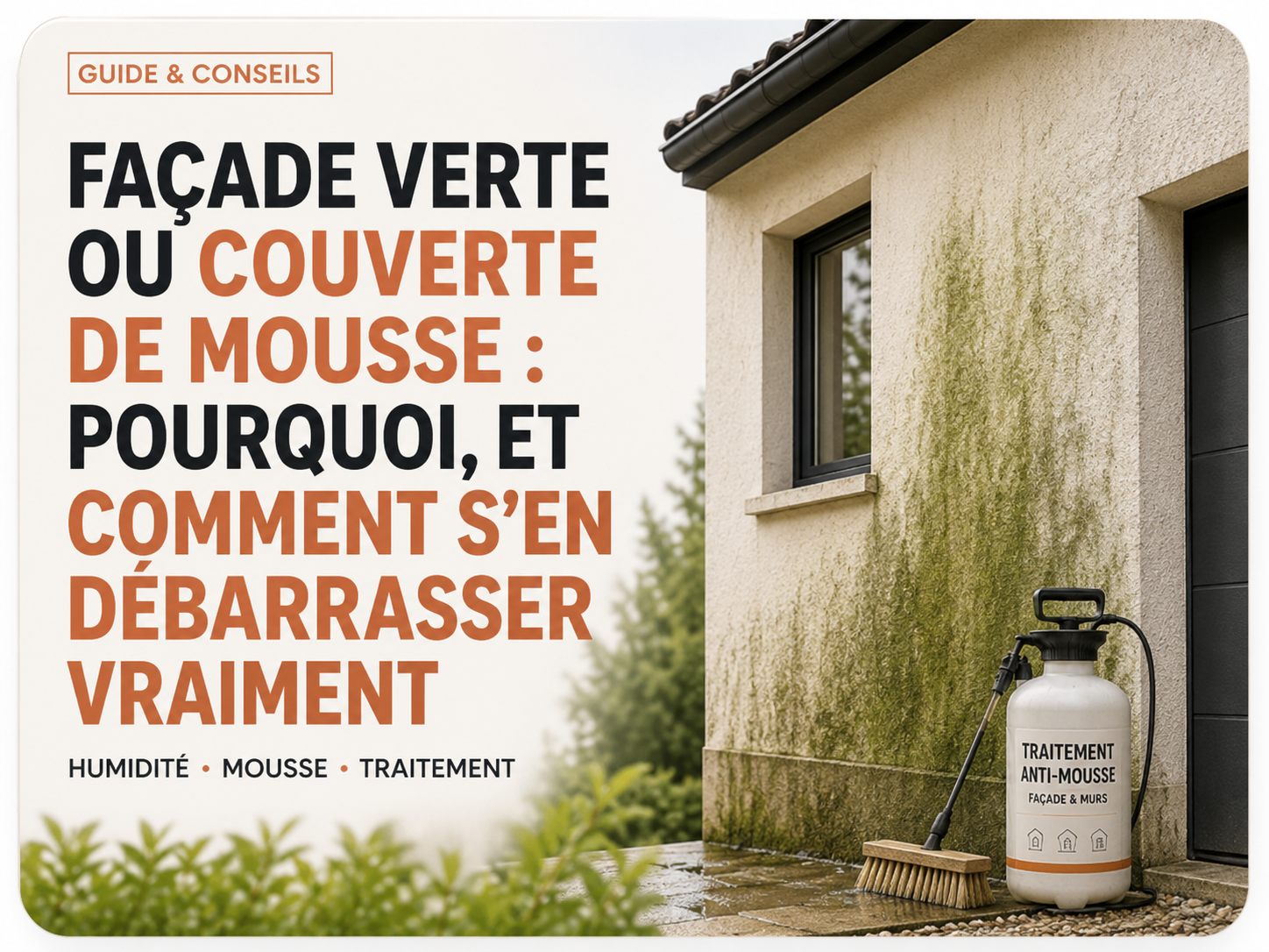 Façade verte ou couverte de mousse