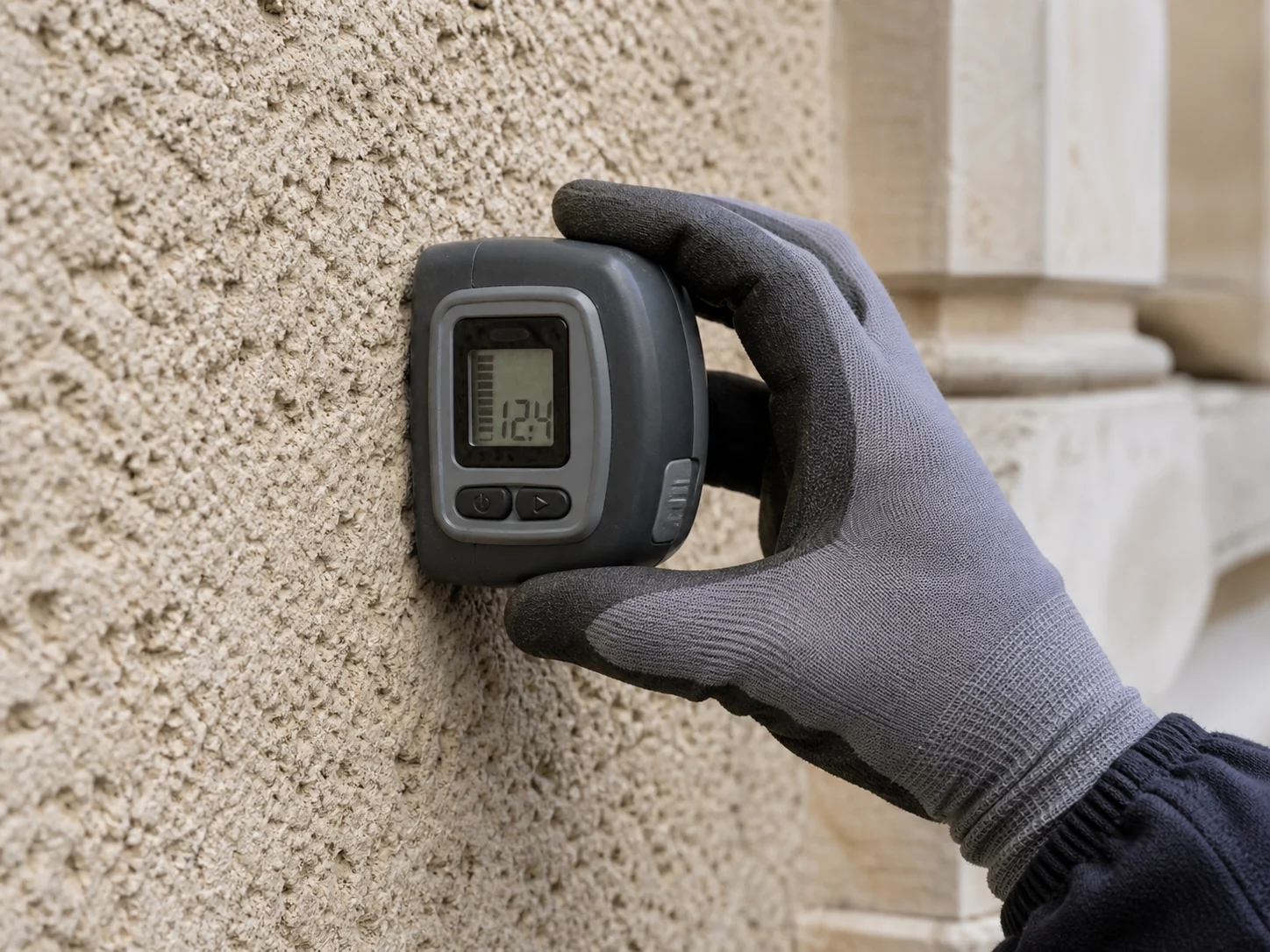 Inspection du relief et de l'humidité d'un crépi extérieur