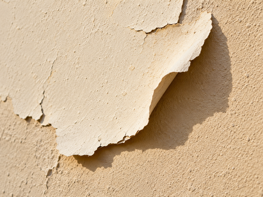 Décollement par plaques d’une ancienne peinture extérieure