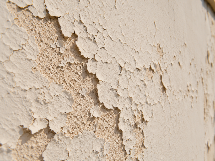 Peinture de façade qui craquelle et se détache en petites écailles